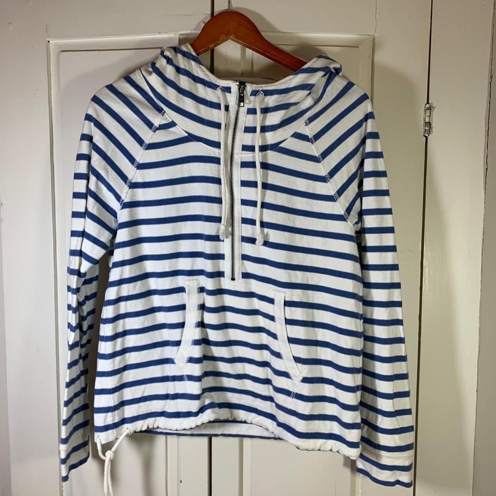American Eagle Outfitters Blue and White Striped Hoodie